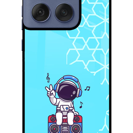 Cute Astronaut Chilling Moto Edge 60 Fusion Glass Case Back Cover by Casekaro