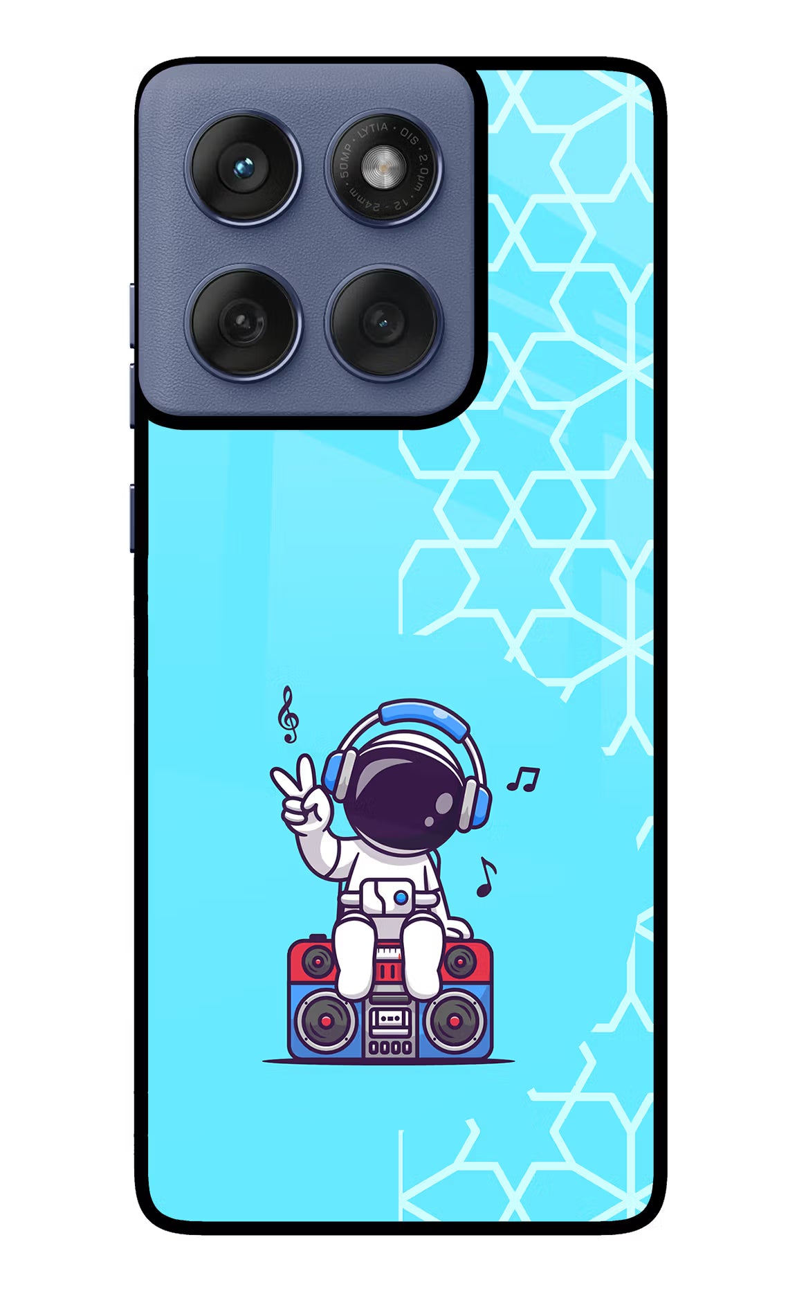 Cute Astronaut Chilling Moto Edge 60 Fusion Glass Case Back Cover by Casekaro