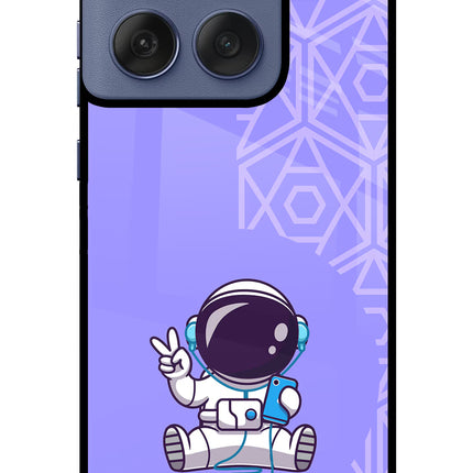 Cute Astronaut Chilling Moto Edge 60 Fusion Glass Case Back Cover by Casekaro