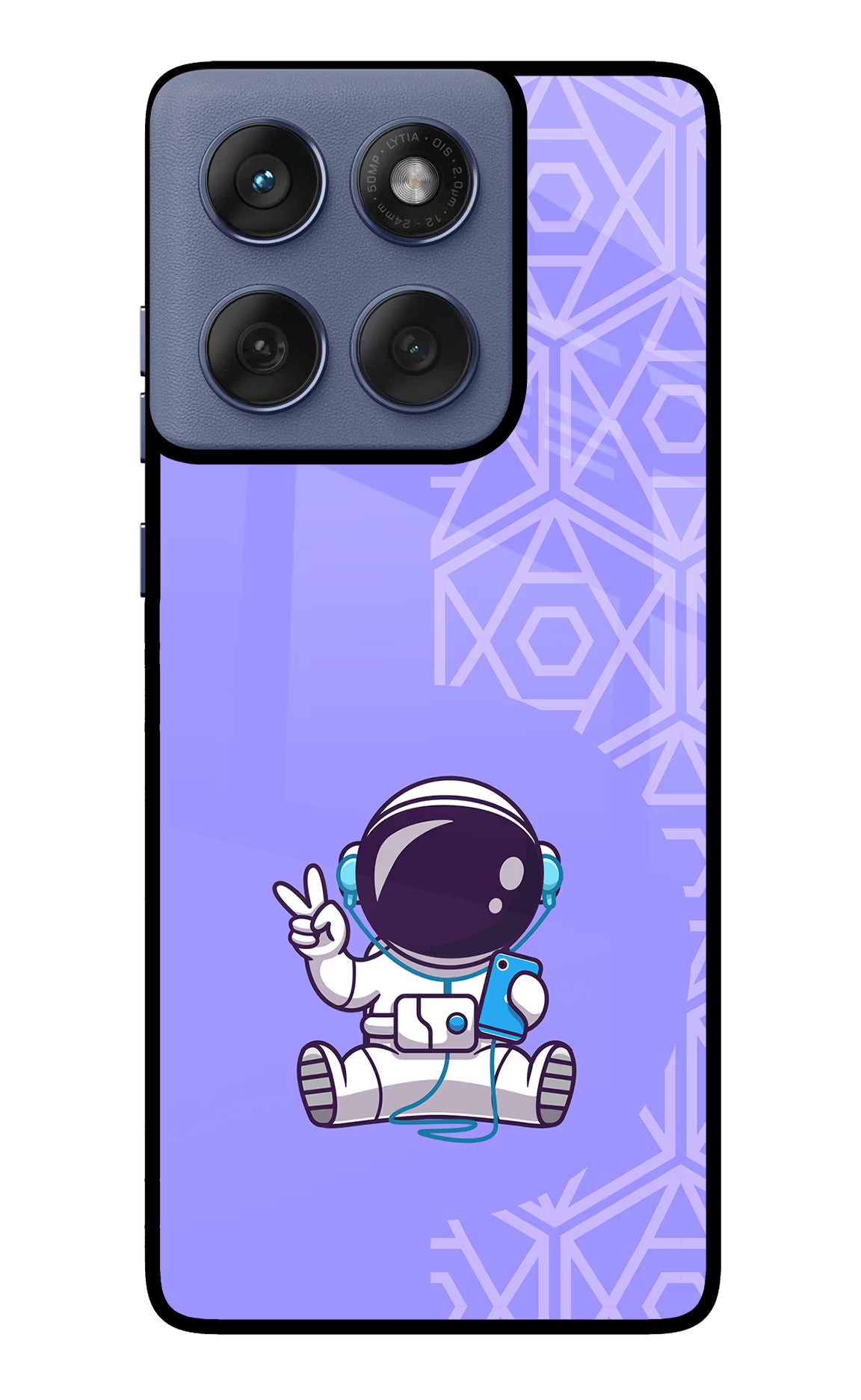 Cute Astronaut Chilling Moto Edge 60 Fusion Glass Case Back Cover by Casekaro