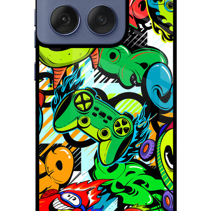 Game Doodle Moto Edge 60 Fusion Glass Case Back Cover by Casekaro
