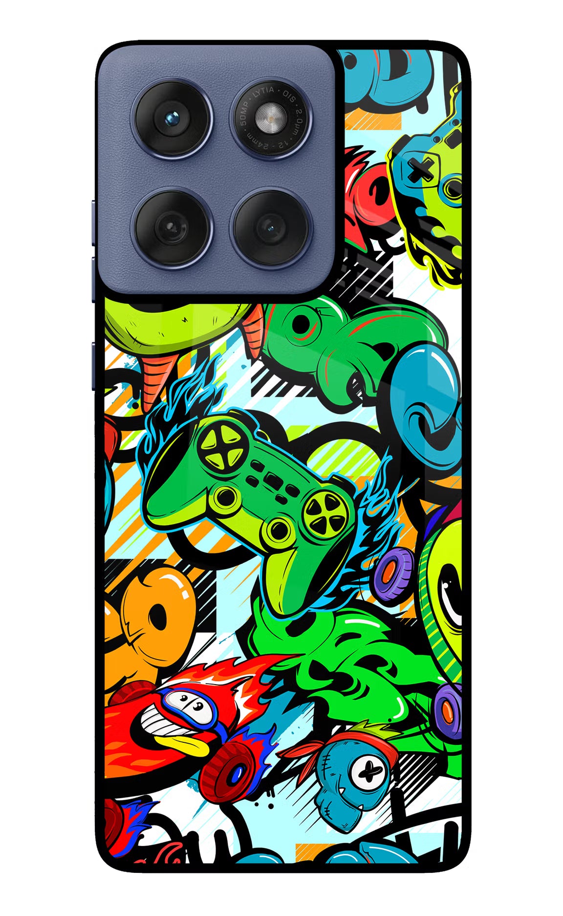 Game Doodle Moto Edge 60 Fusion Glass Case Back Cover by Casekaro