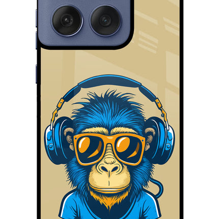 Monkey Headphone Moto Edge 60 Fusion Glass Case Back Cover by Casekaro