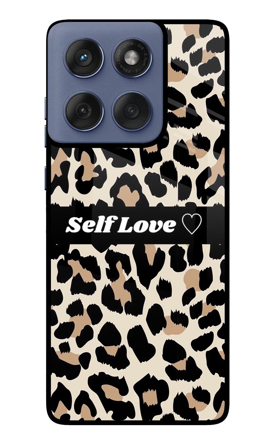 Leopard Print Self Love Moto Edge 60 Fusion Glass Case Back Cover by Casekaro