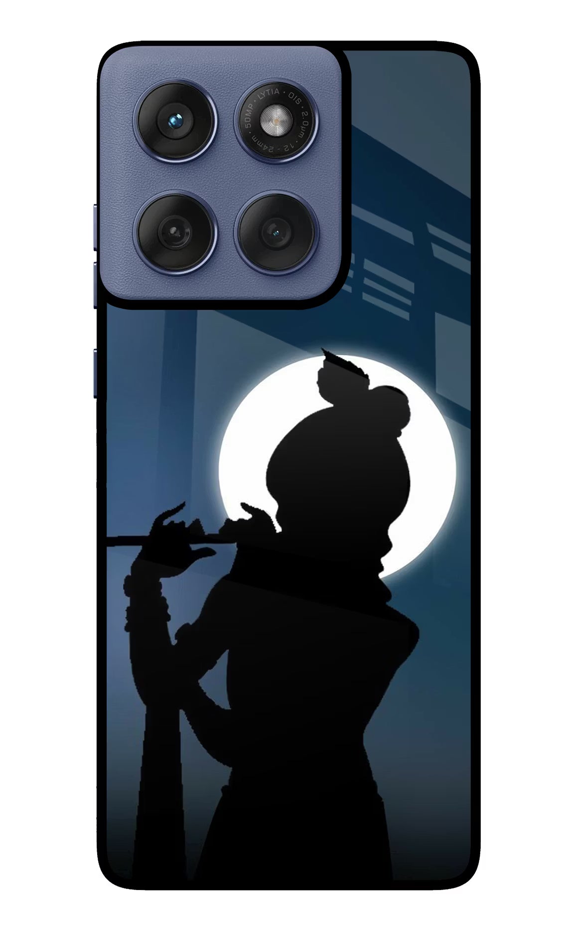 Shri Krishna Silhouette Moto Edge 60 Fusion Glass Case Back Cover by Casekaro