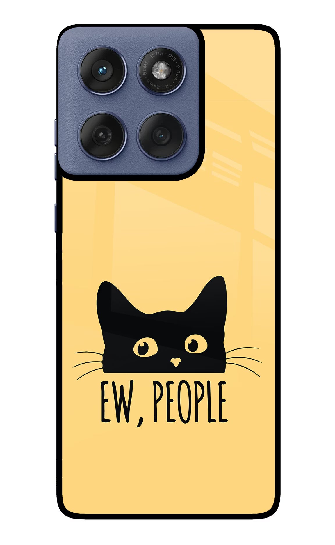 Ew People Catitude Moto Edge 60 Fusion Glass Case Back Cover by Casekaro
