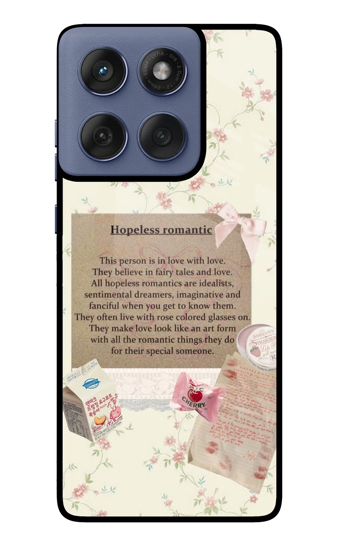 Hopeless Romantic Moto Edge 60 Fusion Glass Case Back Cover by Casekaro