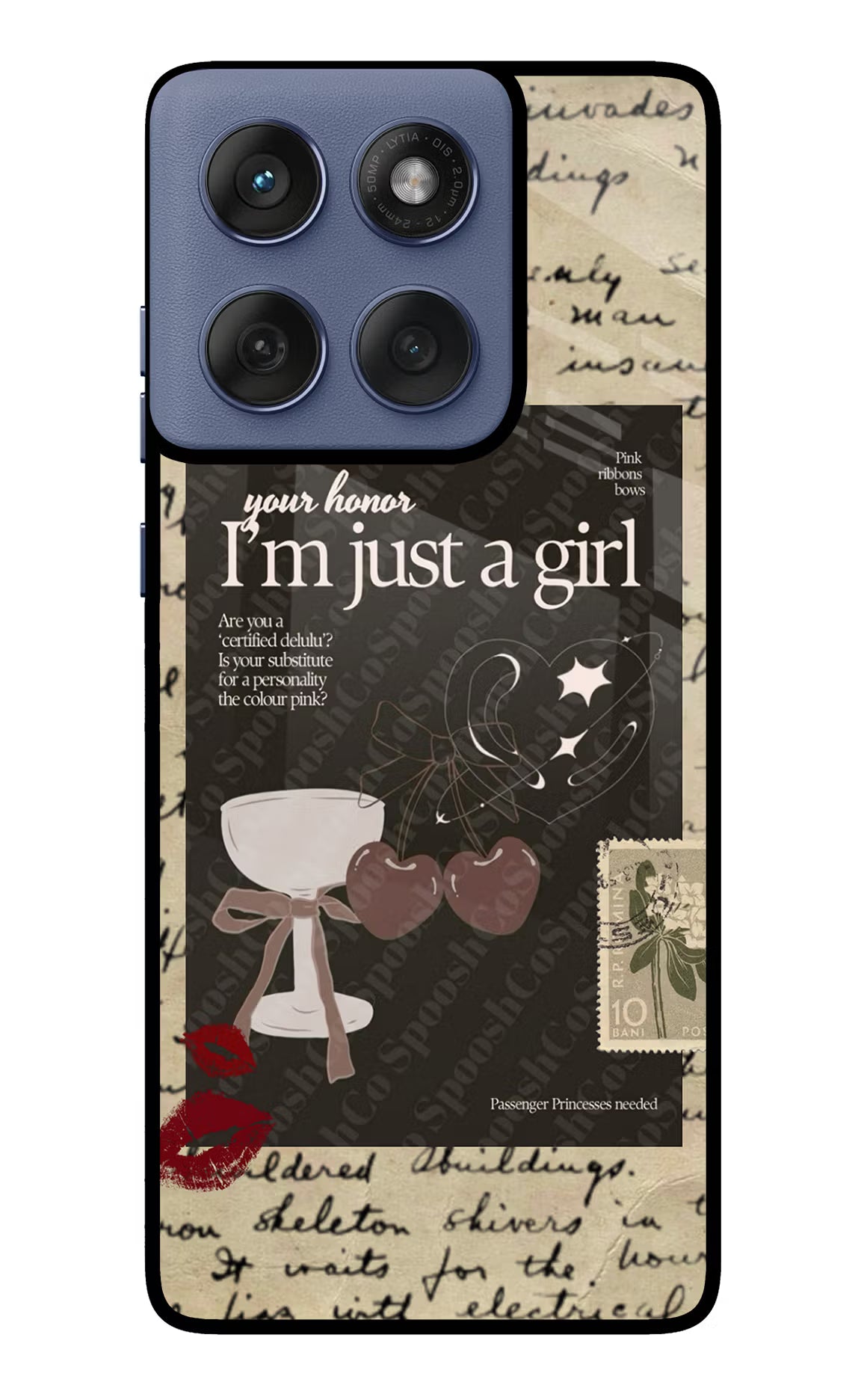 I am just a girl Moto Edge 60 Fusion Glass Case Back Cover by Casekaro
