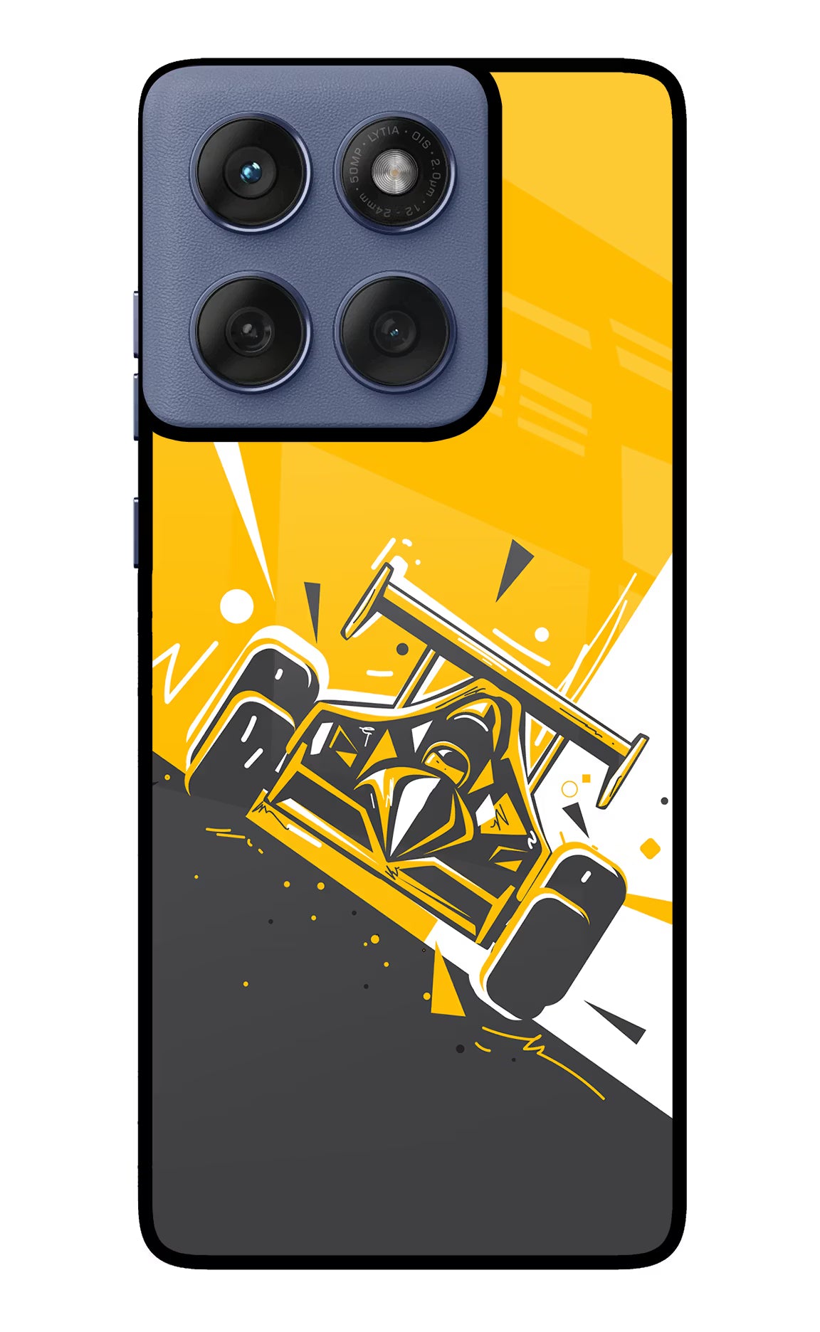 Track King Moto Edge 60 Fusion Glass Case Back Cover by Casekaro