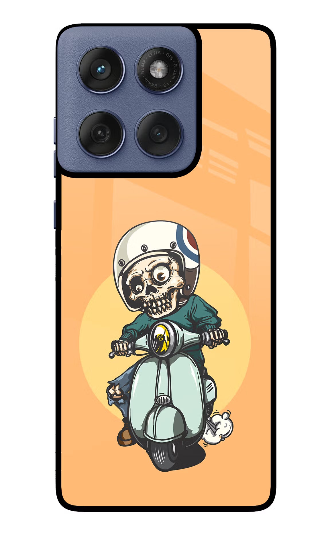 Undead Biker Moto Edge 60 Fusion Glass Case Back Cover by Casekaro