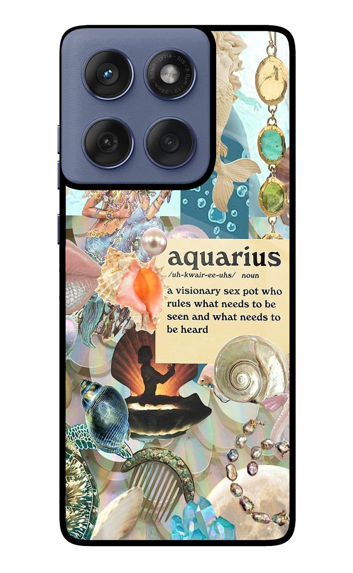 Aquarius Zodiac Moto Edge 60 Fusion Glass Case Back Cover by Casekaro