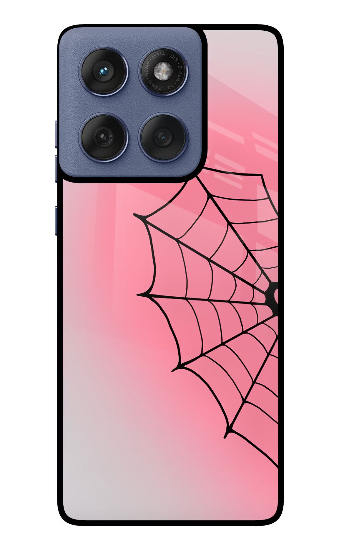 Pink Web Moto Edge 60 Fusion Glass Case