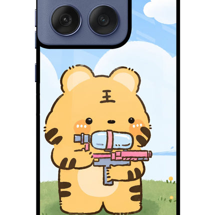 Tiger Treat Moto Edge 60 Fusion Glass Case Back Cover by Casekaro