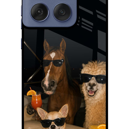 Party Squad Moto Edge 60 Fusion Glass Case Back Cover by Casekaro