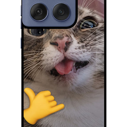 Silly Cat Call Moto Edge 60 Fusion Glass Case Back Cover by Casekaro