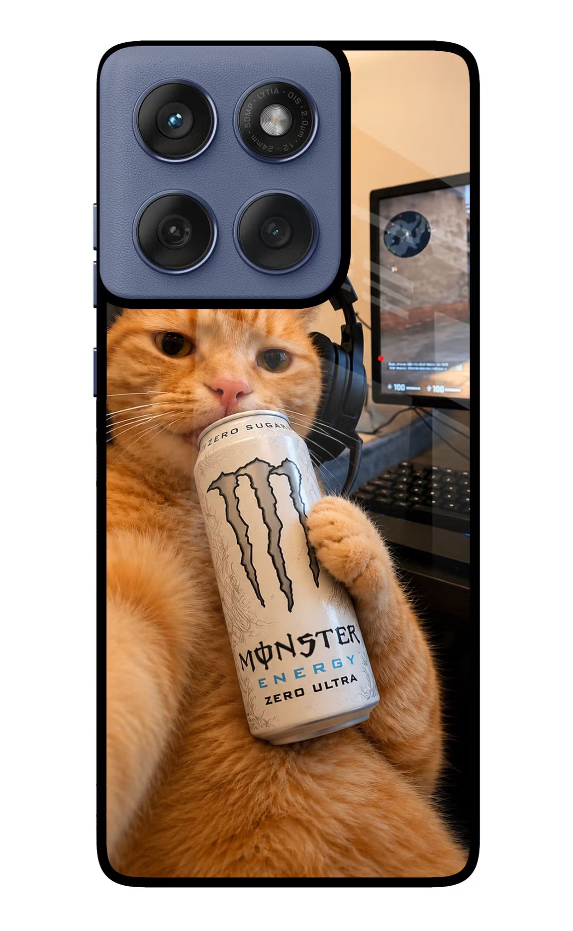 Gamer Cat Energy Moto Edge 60 Fusion Glass Case