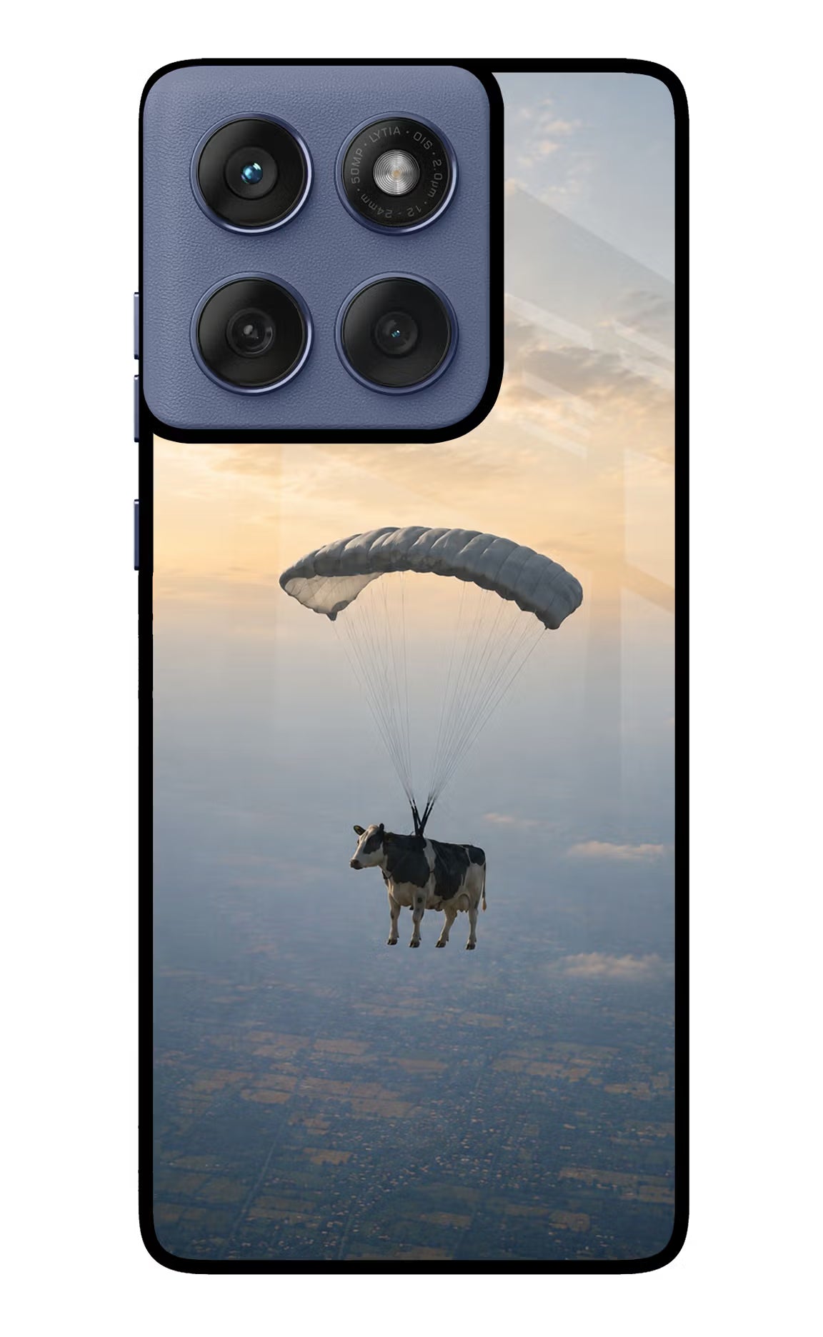 Skydiving Cow Moto Edge 60 Fusion Glass Case