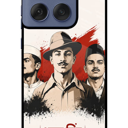 Bhagat Singh Trio Moto Edge 60 Fusion Glass Case Back Cover by Casekaro