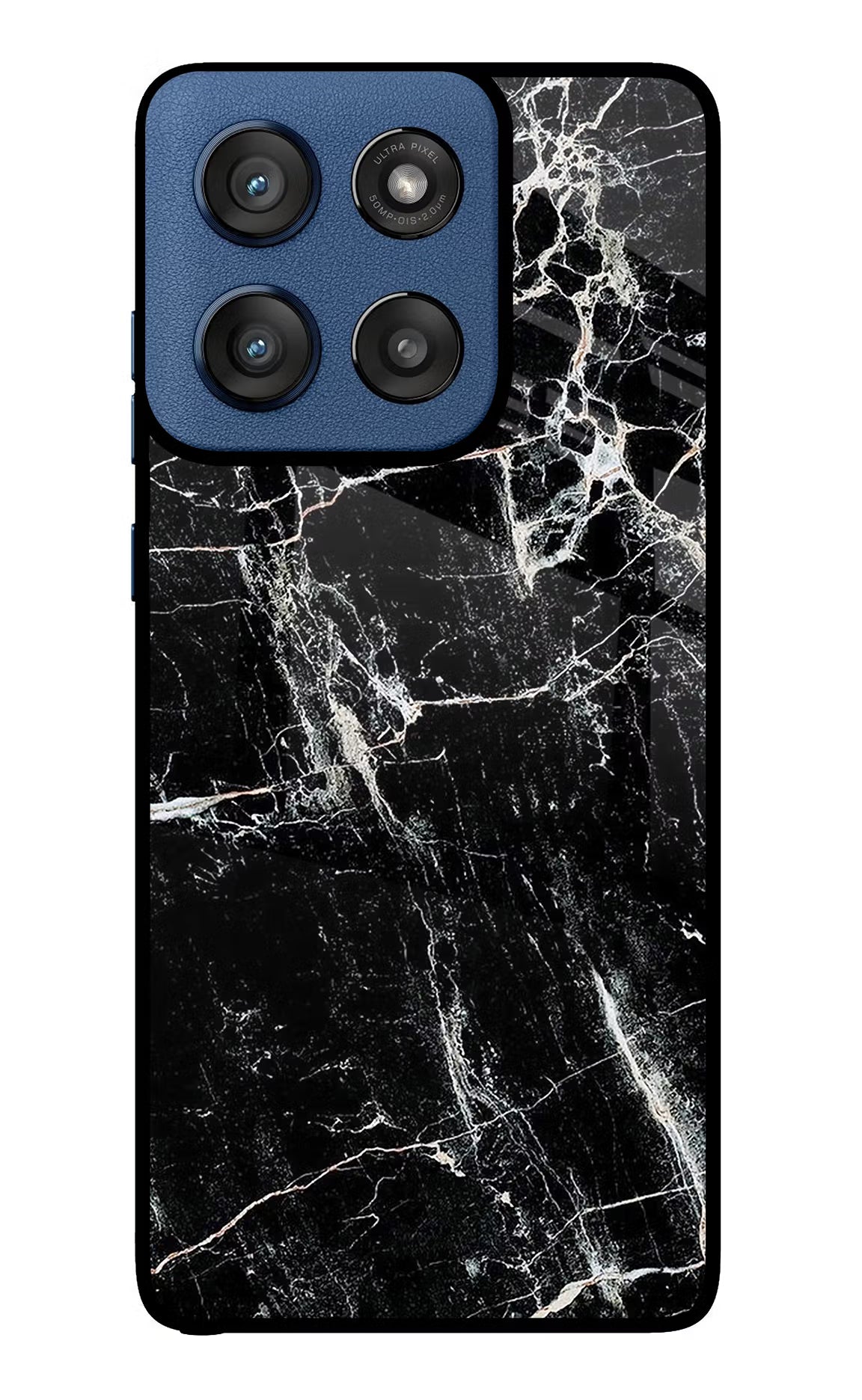 Black Marble Texture Moto Edge 60 Stylus Glass Case