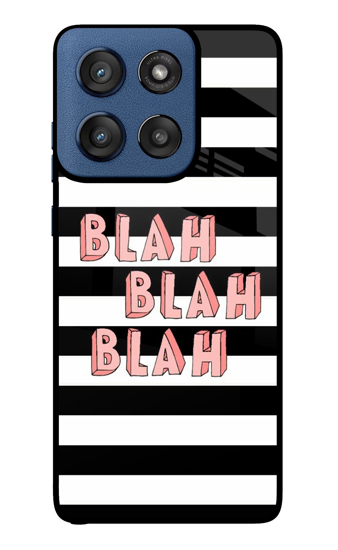 Blah Blah Blah Moto Edge 60 Stylus Glass Case Back Cover by Casekaro
