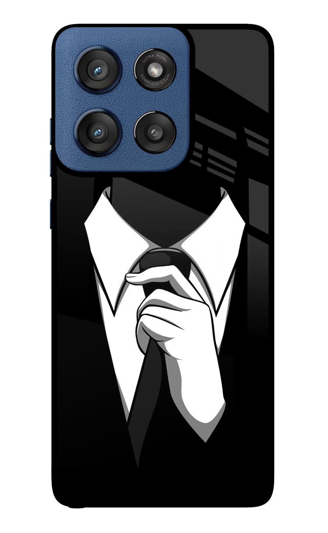 Black Tie Moto Edge 60 Stylus Glass Case Back Cover by Casekaro