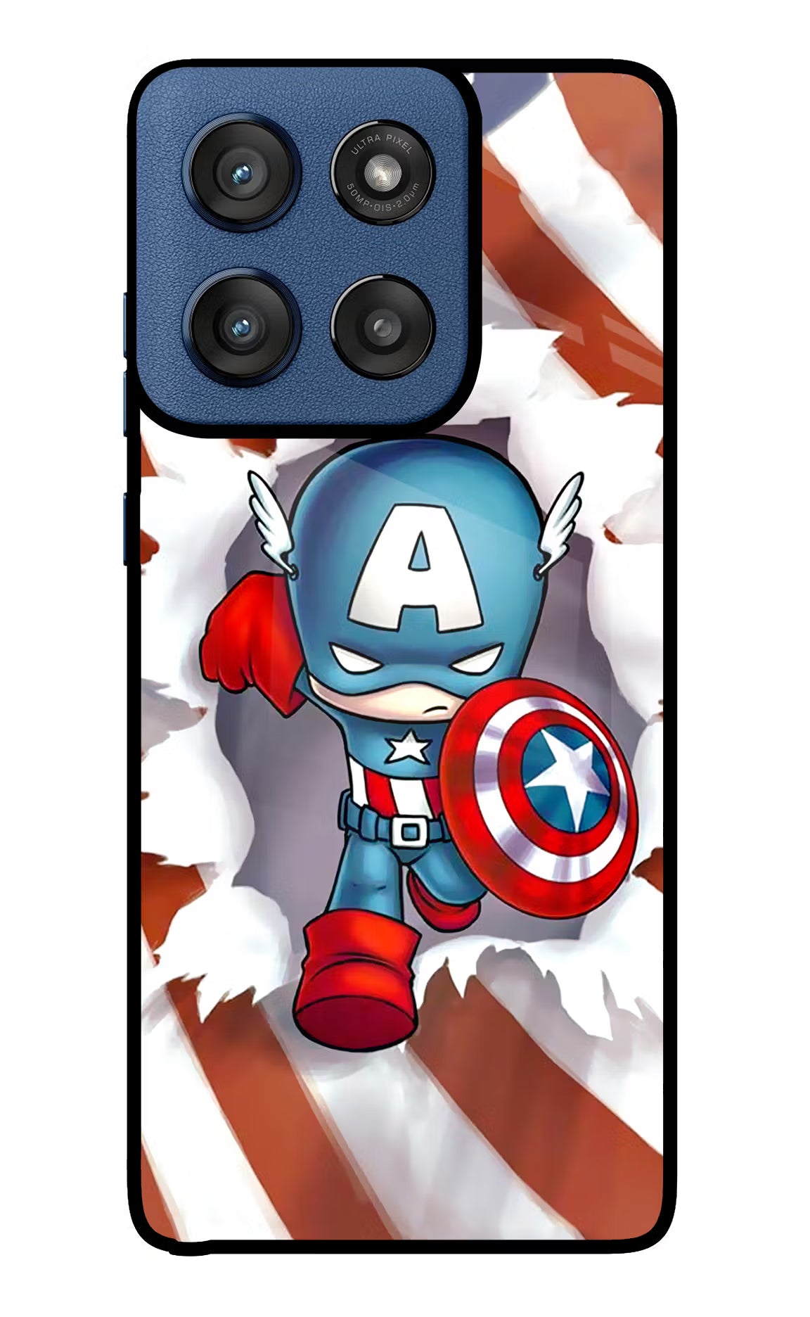 Captain America Moto Edge 60 Stylus Glass Case Back Cover by Casekaro