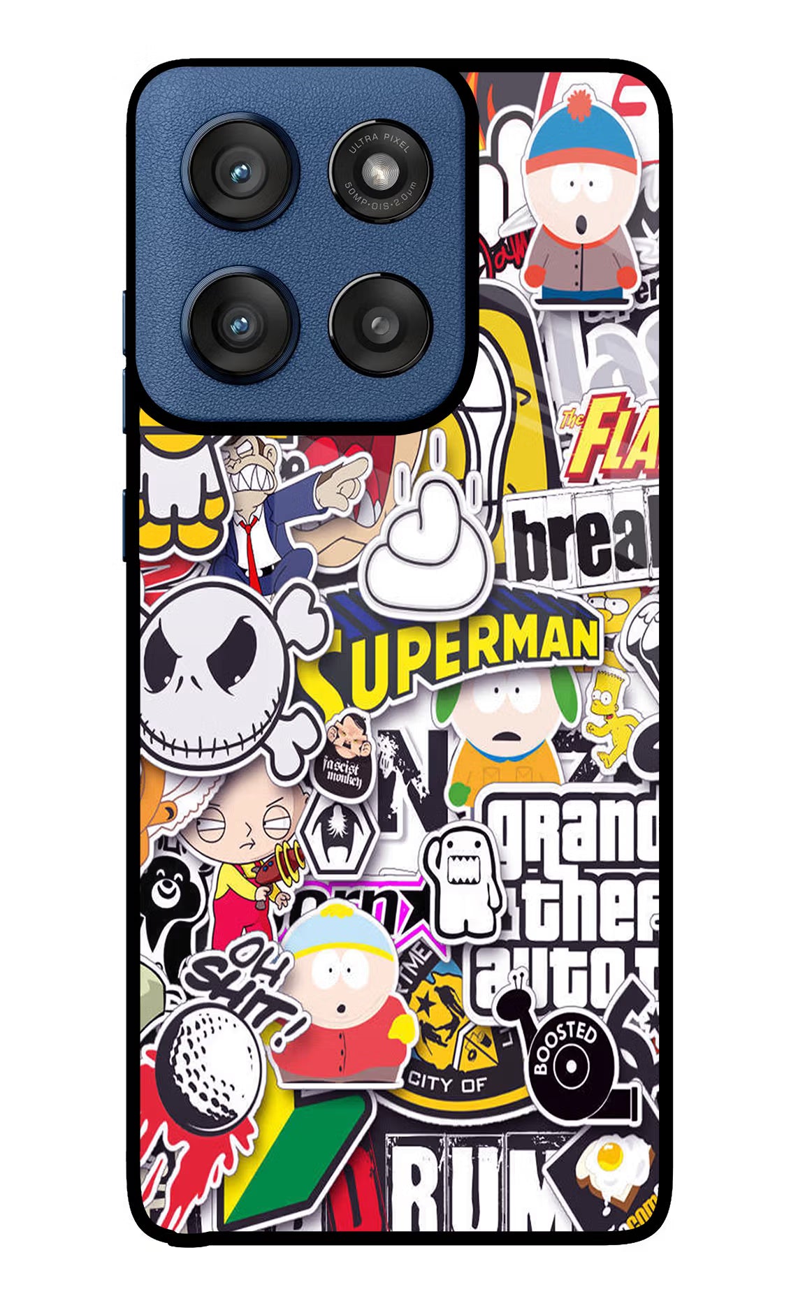 Sticker Bomb Moto Edge 60 Stylus Glass Case Back Cover by Casekaro
