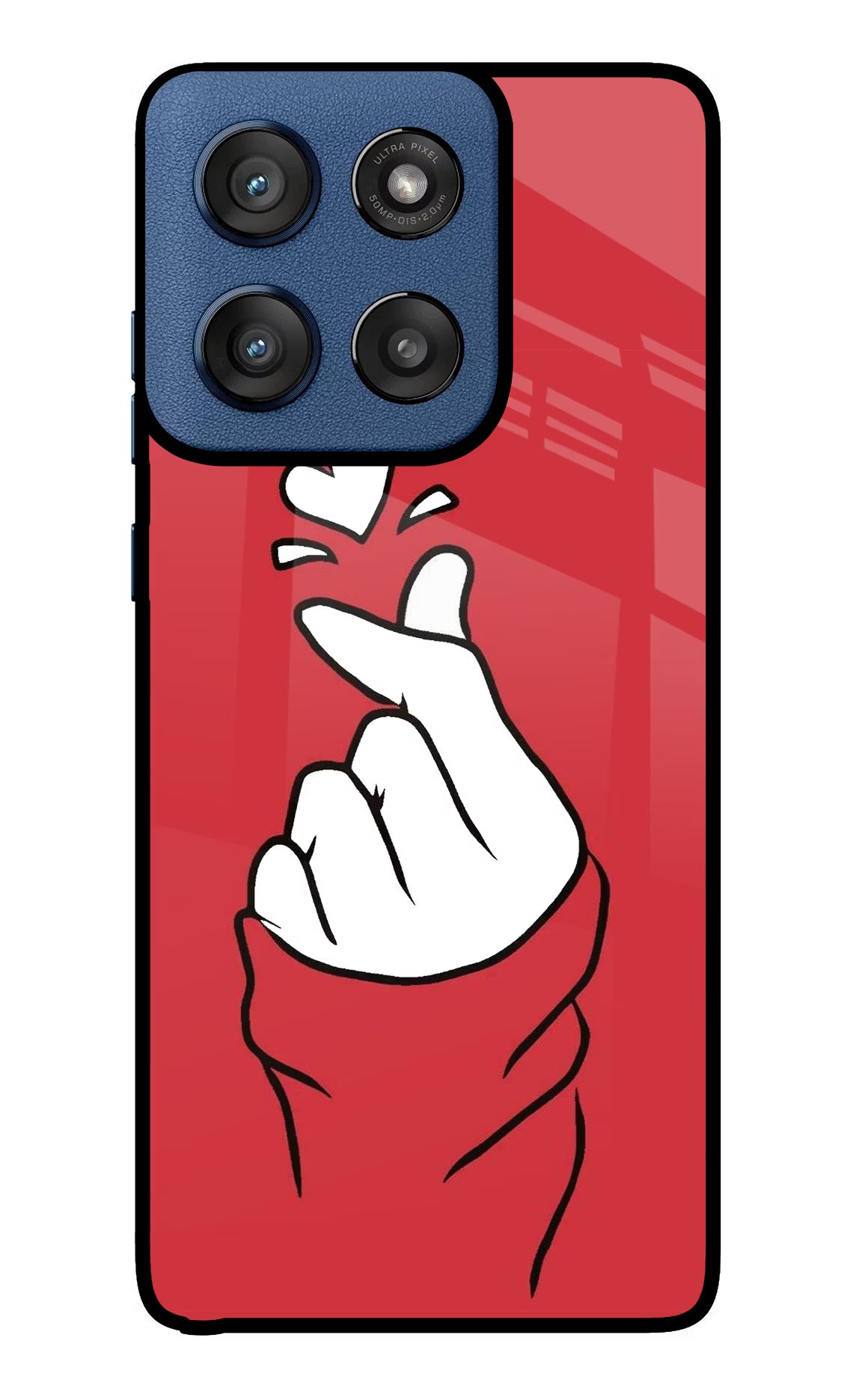 Korean Love Sign Moto Edge 60 Stylus Glass Case Back Cover by Casekaro