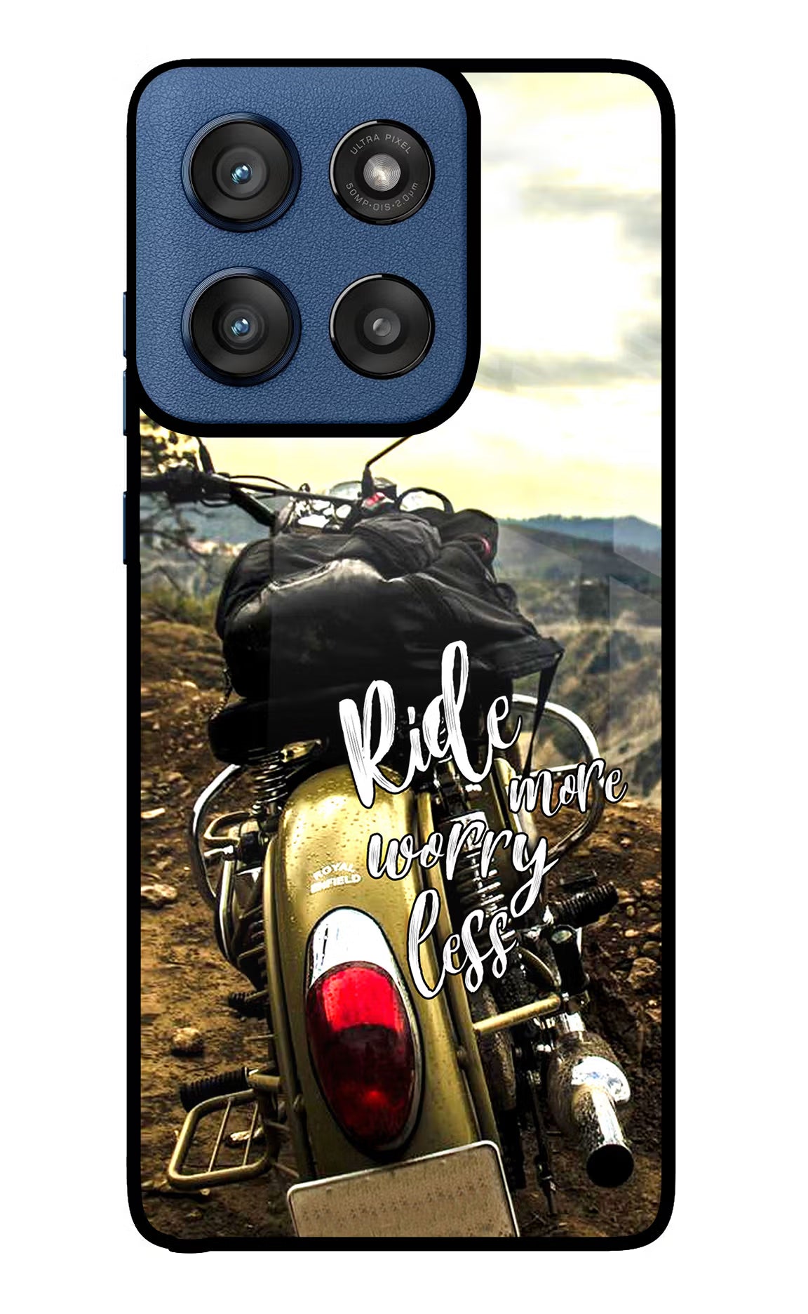 Ride More Worry Less Moto Edge 60 Stylus Glass Case Back Cover by Casekaro