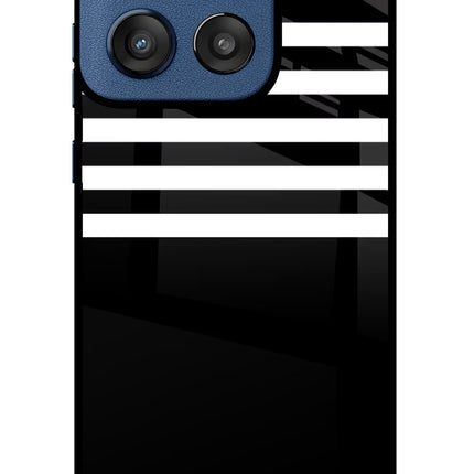 Black and White Print Moto Edge 60 Stylus Glass Case Back Cover by Casekaro