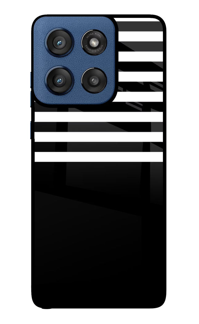 Black and White Print Moto Edge 60 Stylus Glass Case Back Cover by Casekaro