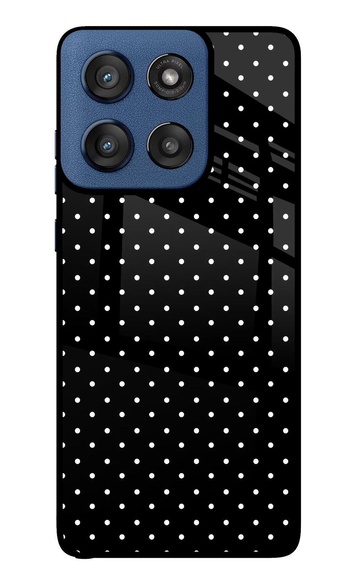 White Dots Moto Edge 60 Stylus Glass Case Back Cover by Casekaro