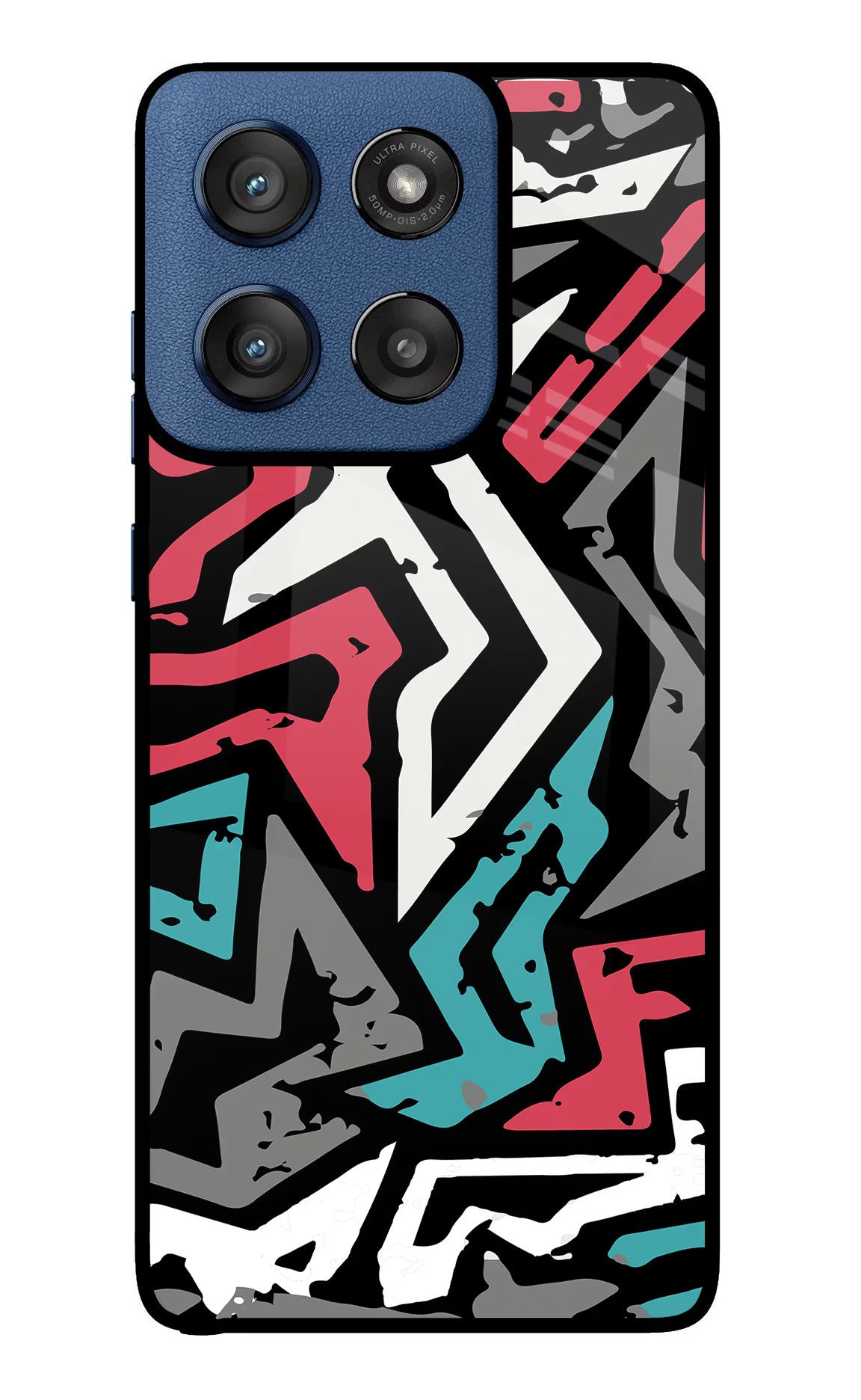 Geometric Graffiti Moto Edge 60 Stylus Glass Case Back Cover by Casekaro