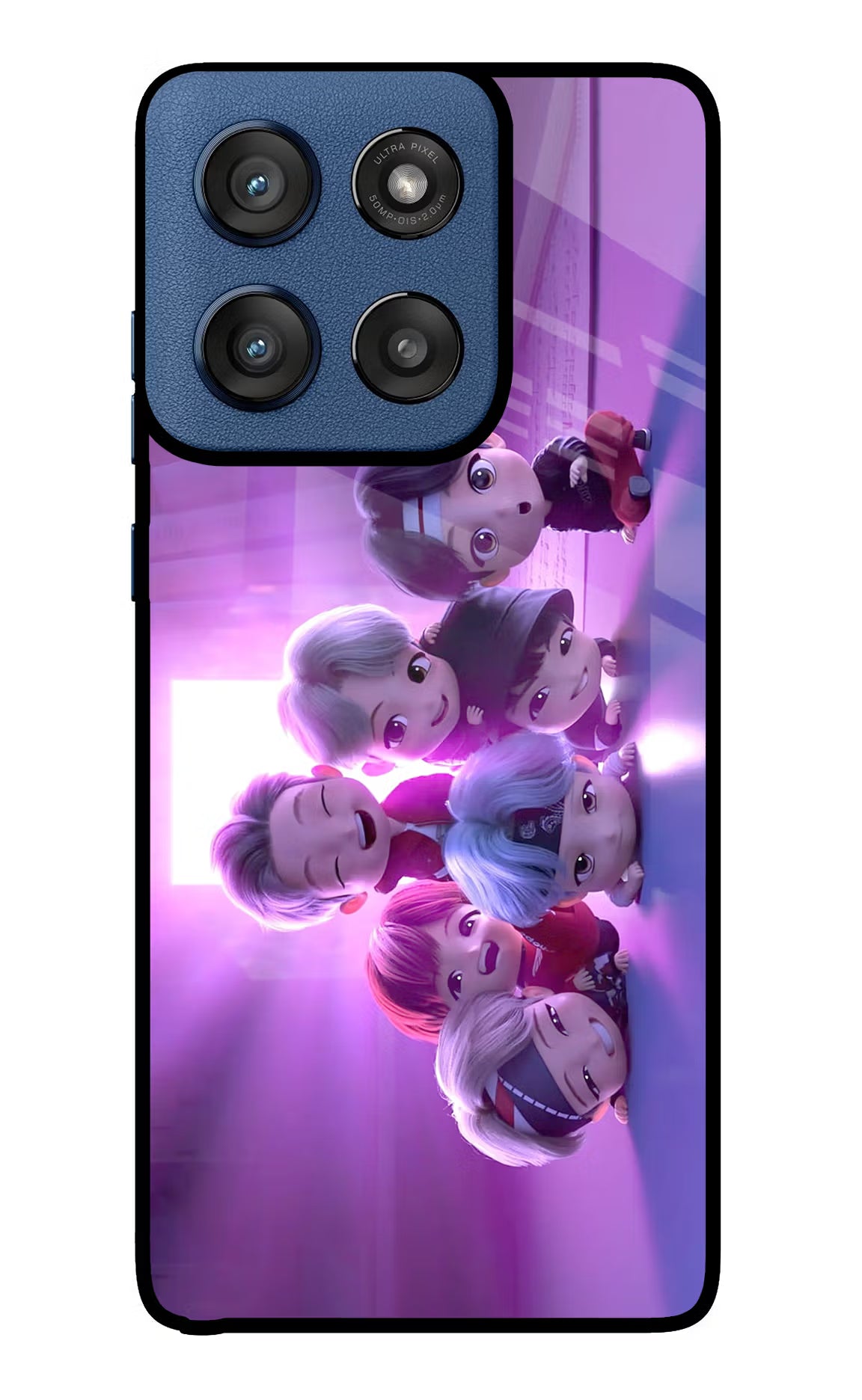 BTS Chibi Moto Edge 60 Stylus Glass Case Back Cover by Casekaro