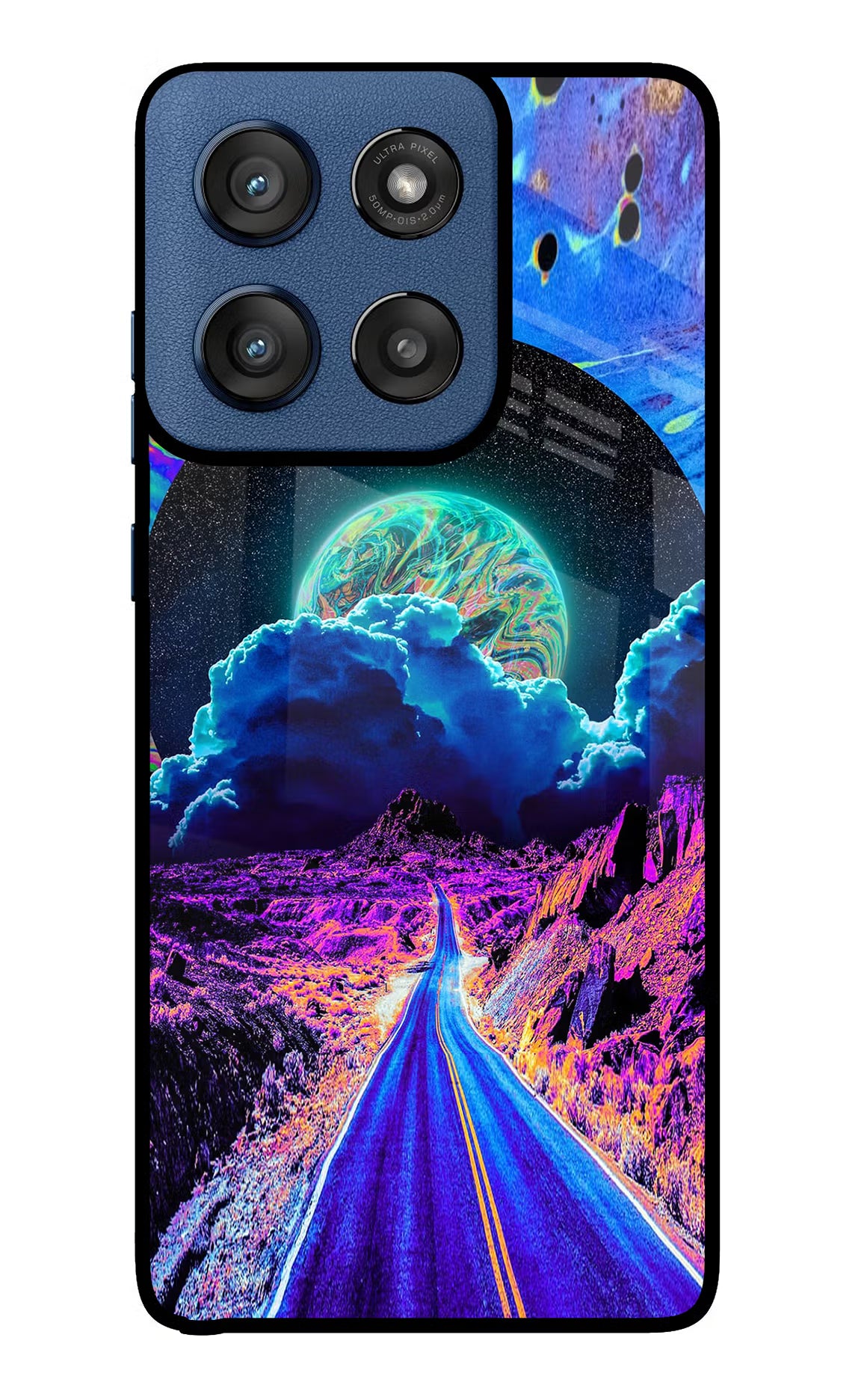 Psychedelic Painting Moto Edge 60 Stylus Glass Case Back Cover by Casekaro