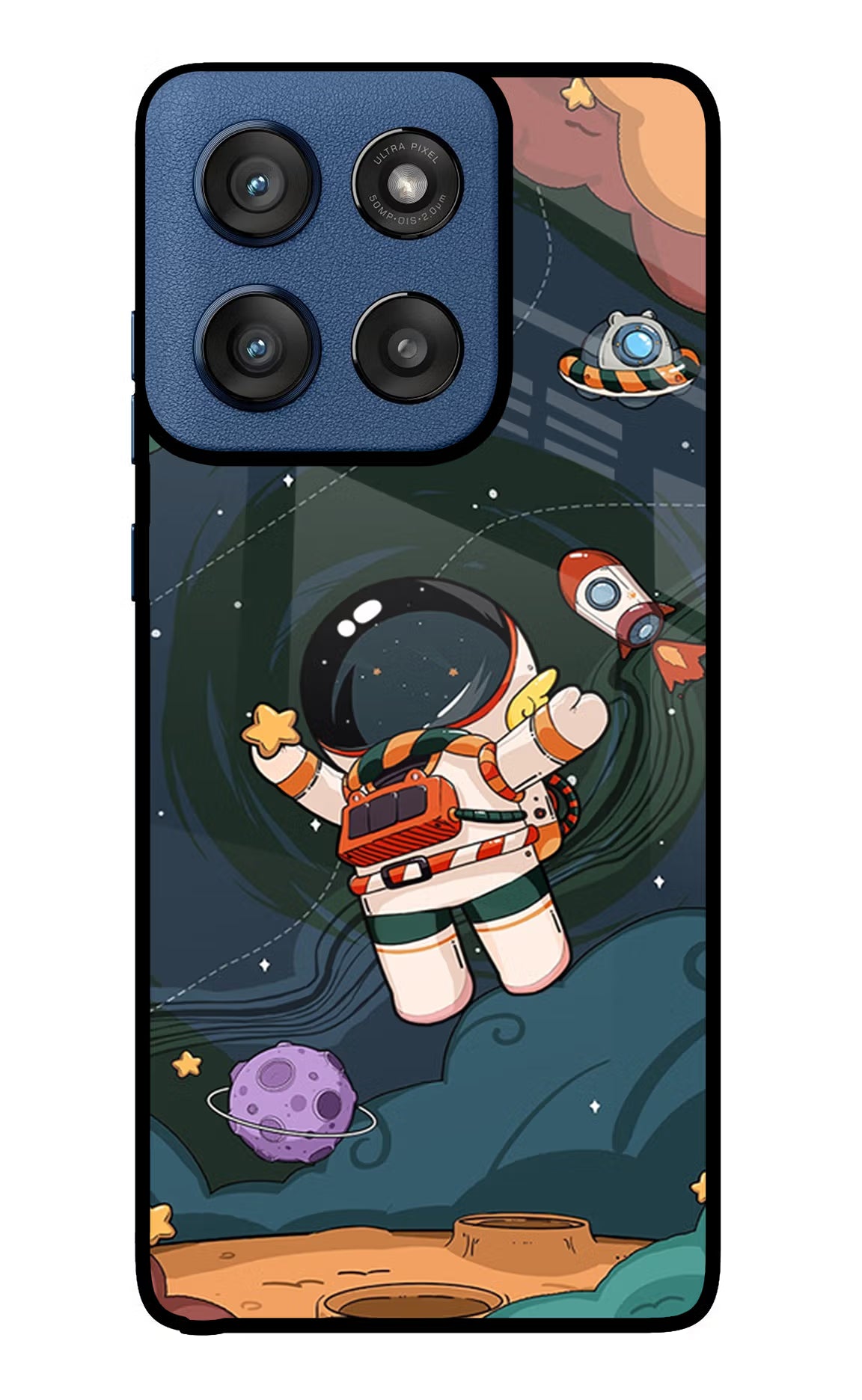 Cartoon Astronaut Moto Edge 60 Stylus Glass Case Back Cover by Casekaro