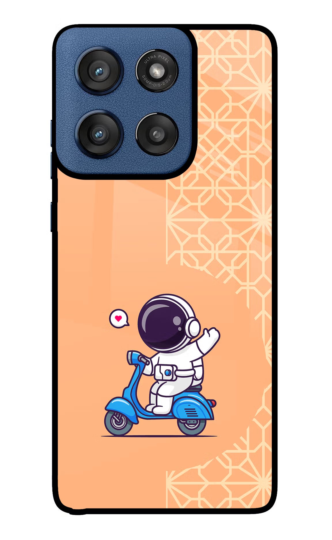Cute Astronaut Riding Moto Edge 60 Stylus Glass Case