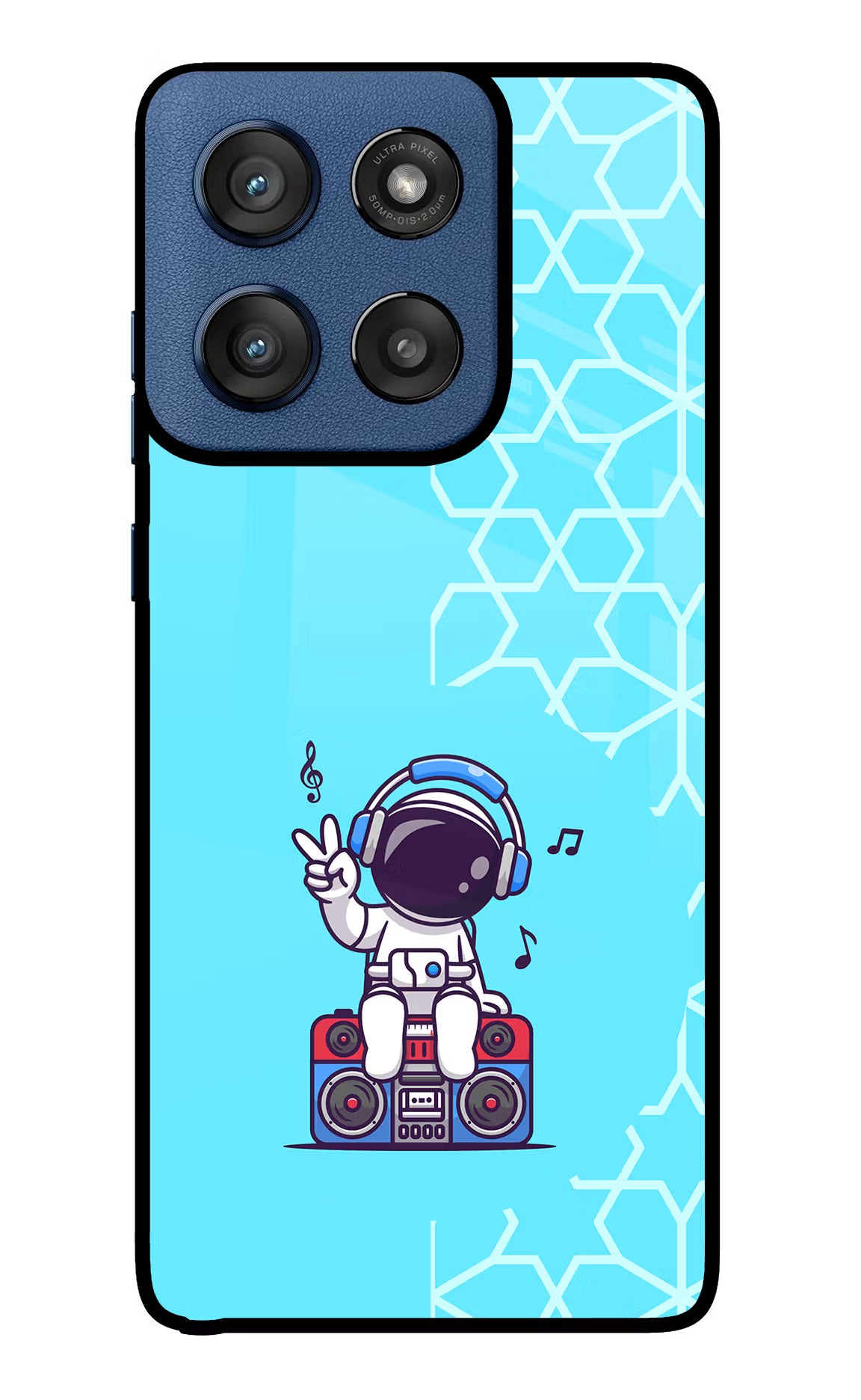 Cute Astronaut Chilling Moto Edge 60 Stylus Glass Case Back Cover by Casekaro