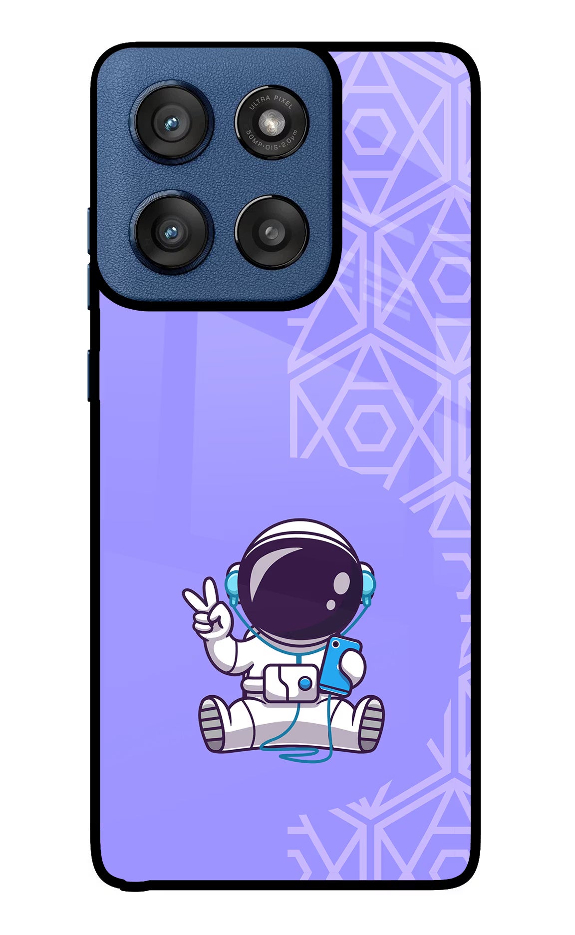 Cute Astronaut Chilling Moto Edge 60 Stylus Glass Case Back Cover by Casekaro