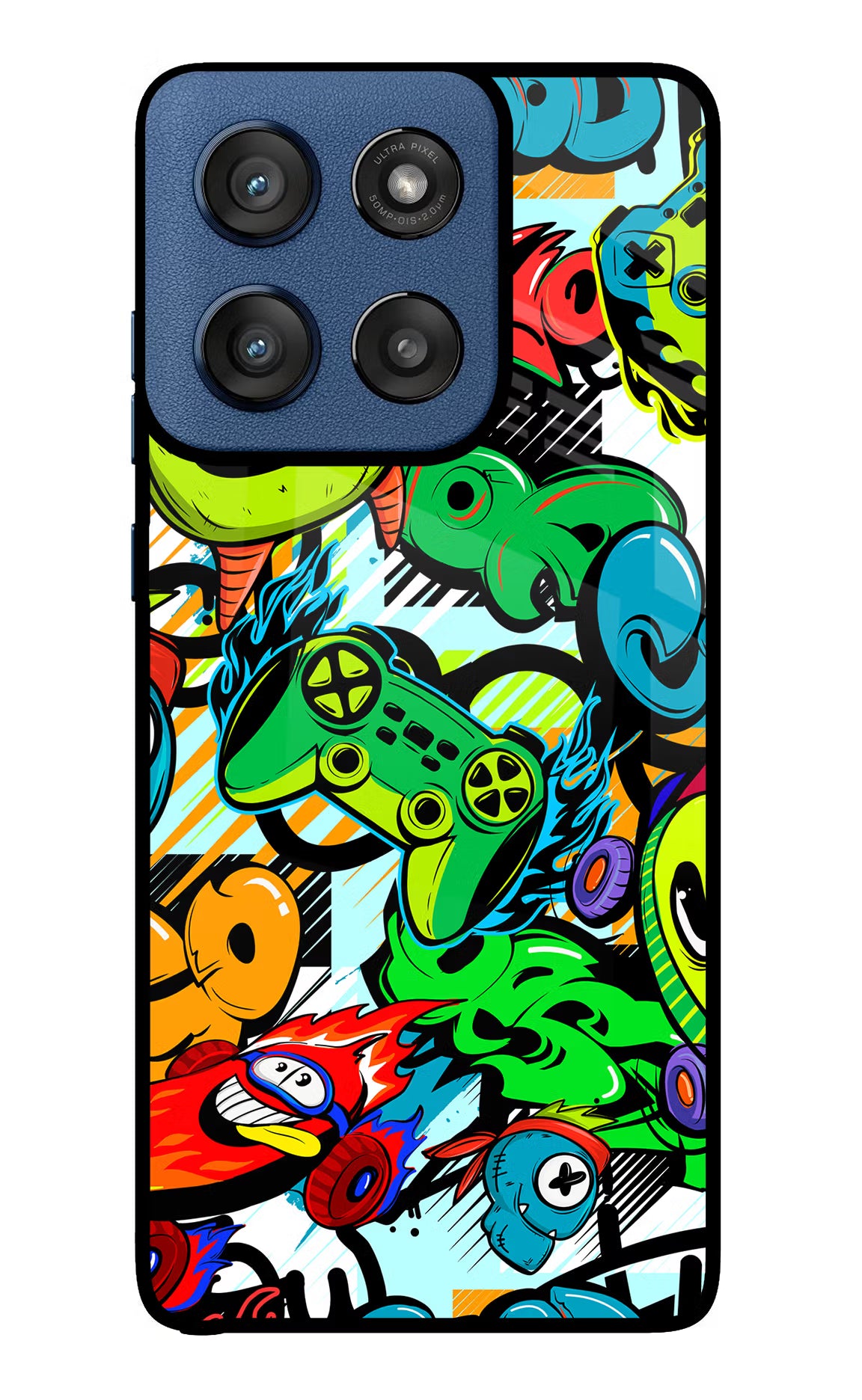 Game Doodle Moto Edge 60 Stylus Glass Case Back Cover by Casekaro