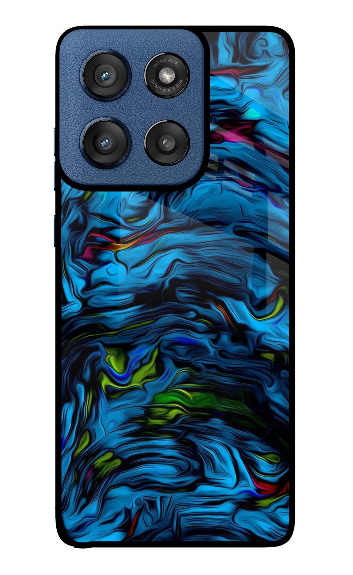 Dark Blue Abstract Moto Edge 60 Stylus Glass Case Back Cover by Casekaro