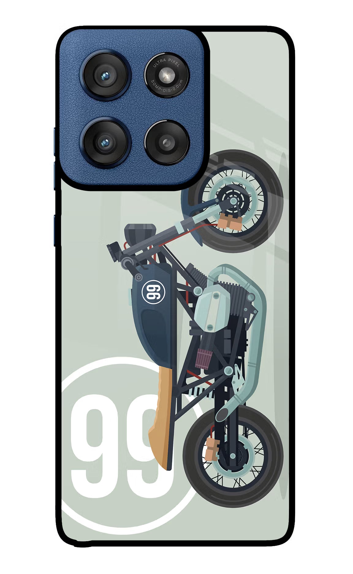 Classic Cafe Racer 99 Moto Edge 60 Stylus Glass Case Back Cover by Casekaro