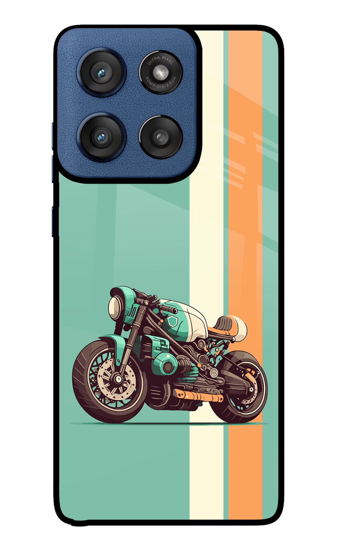 Striped Moto Drift Moto Edge 60 Stylus Glass Case Back Cover by Casekaro