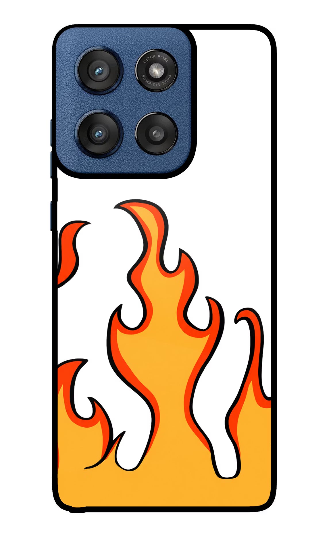 Fired Up – White Moto Edge 60 Stylus Glass Case Back Cover by Casekaro