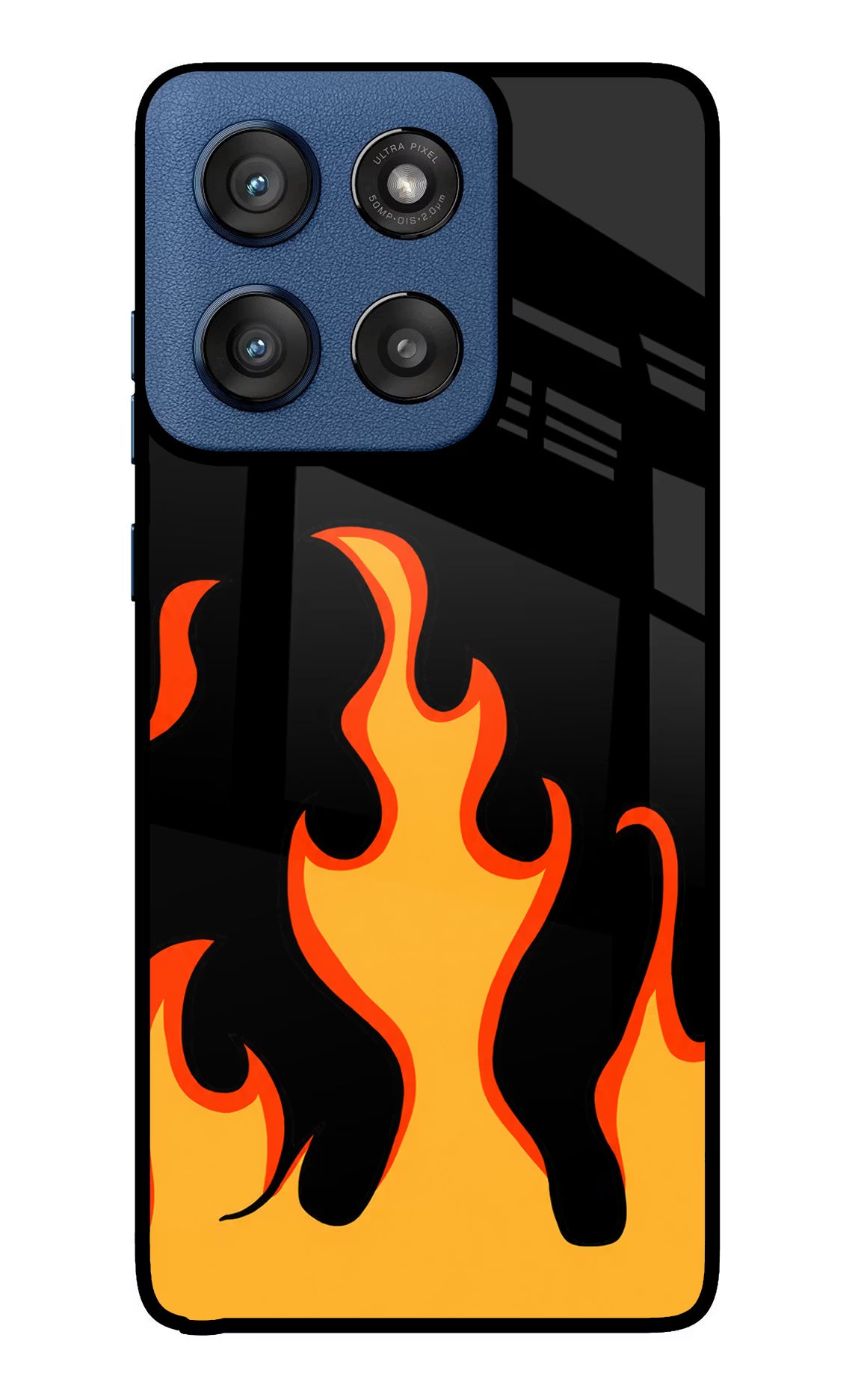 Fired Up – Black Moto Edge 60 Stylus Glass Case Back Cover by Casekaro