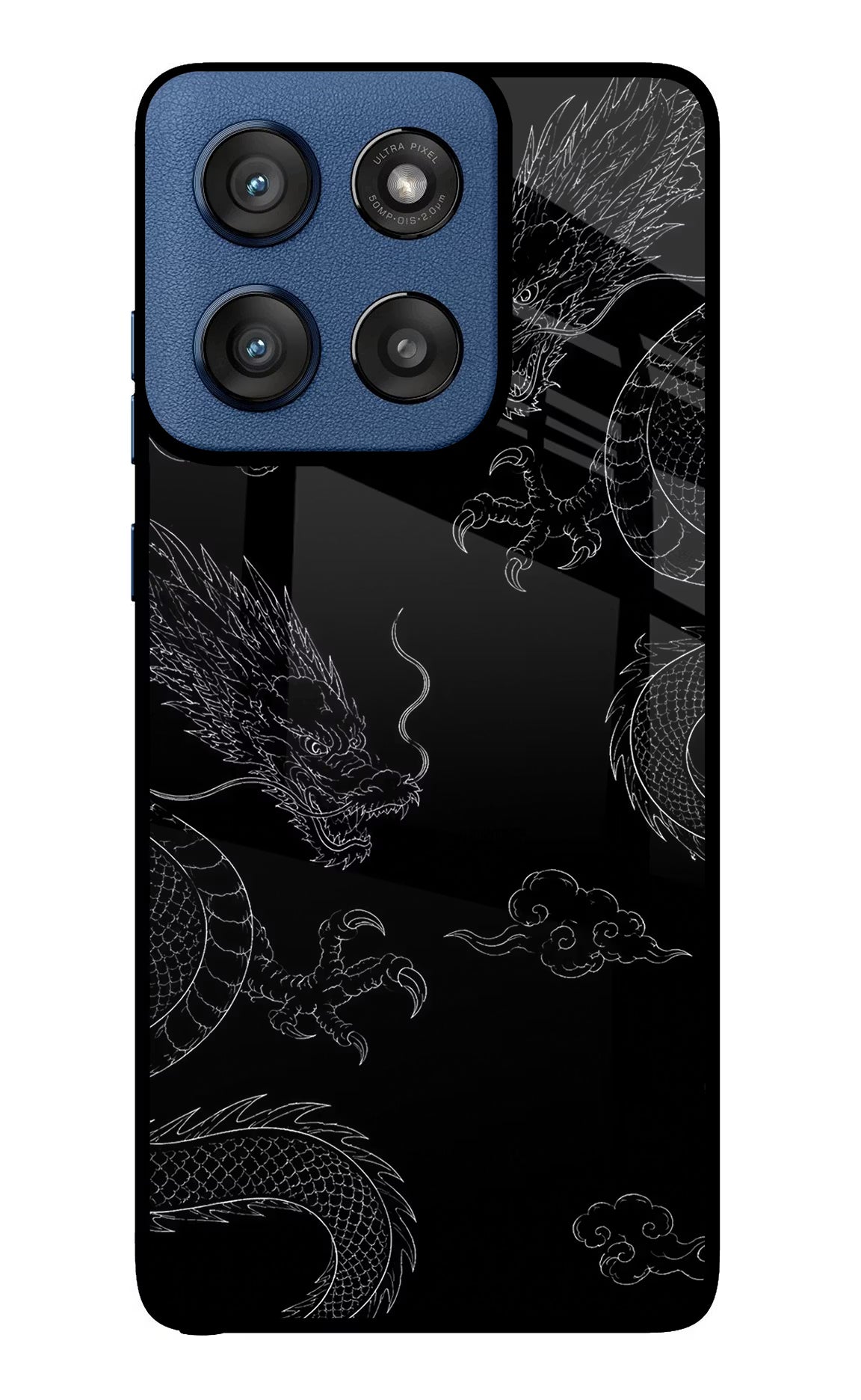Twin Dragons Moto Edge 60 Stylus Glass Case Back Cover by Casekaro