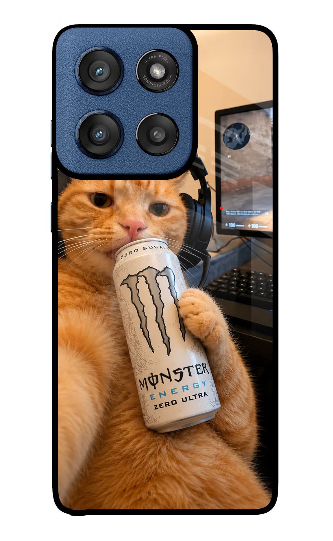 Gamer Cat Energy Moto Edge 60 Stylus Glass Case