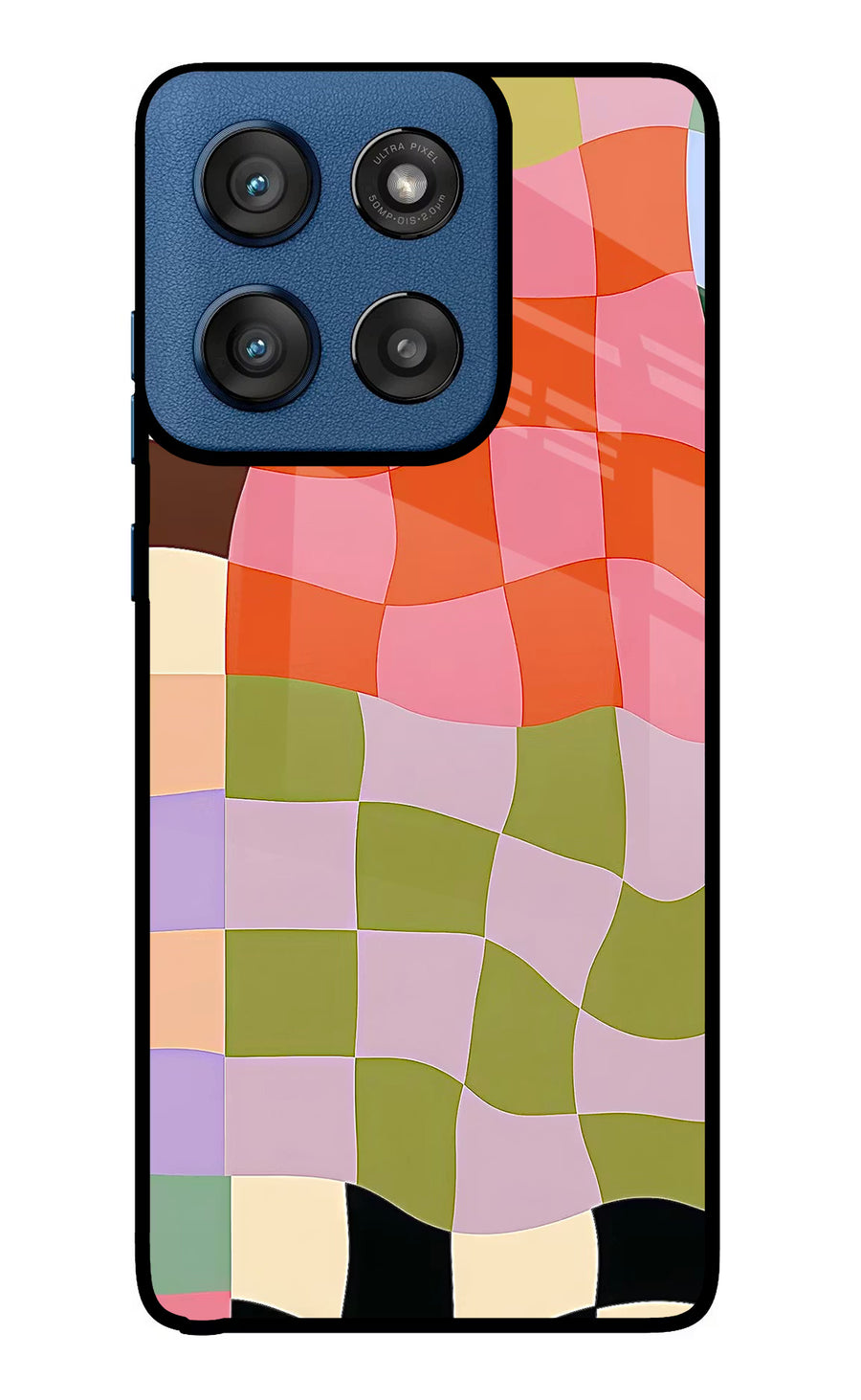 Wavy Grid Moto Edge 60 Stylus Back Cover, Glass case