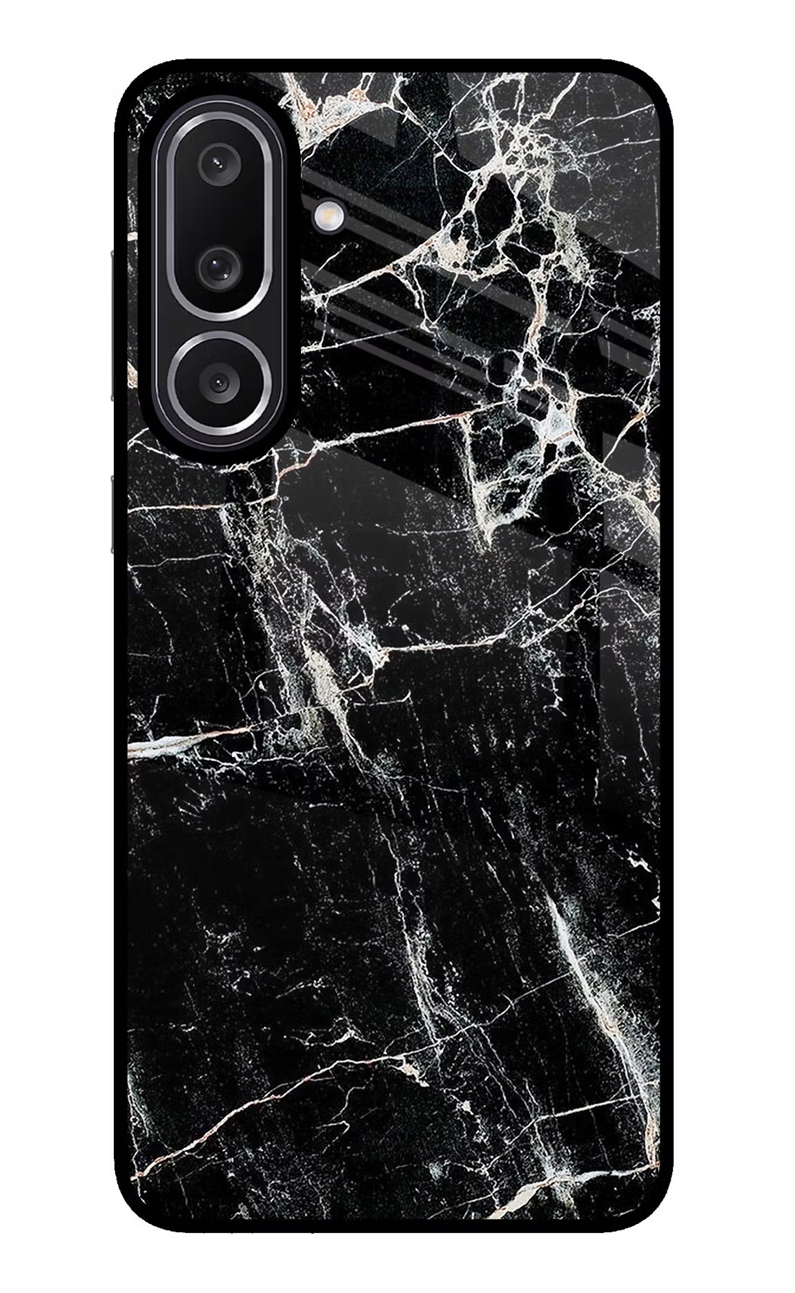 Black Marble Texture Samsung M56 5G Glass Case Back Cover by Casekaro