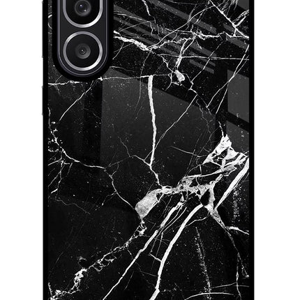 Black Marble Pattern Samsung M56 5G Glass Case